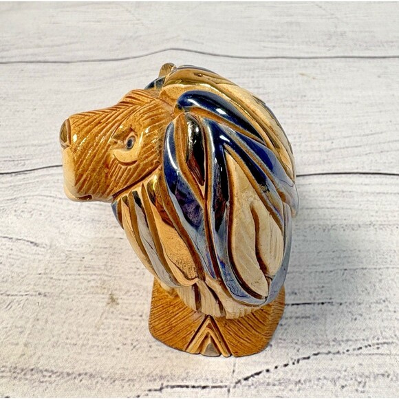 DE ROSA LION Figure Artesania Rinconada Gold ENAMEL Paperweight URUGUAY DEROSA - Picture 3 of 5